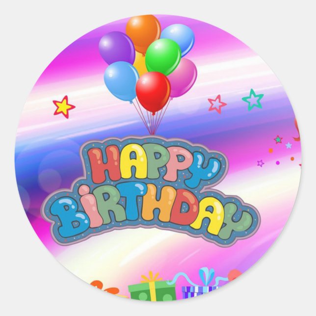Happy Birthday Classic Round Sticker (Front)