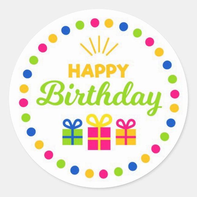 Happy Birthday Classic Round Sticker (Front)