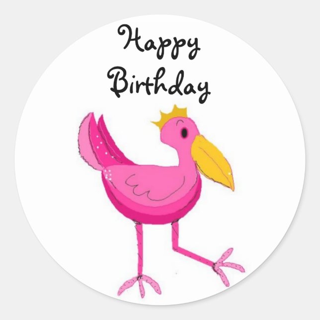 Happy Birthday Classic Round Sticker (Front)