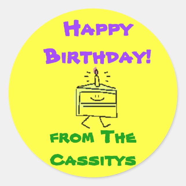 Happy Birthday! Classic Round Sticker (Front)
