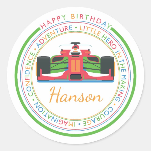Happy Birthday | Classic Simple Custom Photo Round Sticker (Front)