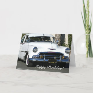 Happy Birthday Classic White Car greeting card