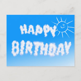 Happy birthday cloud letters postcard
