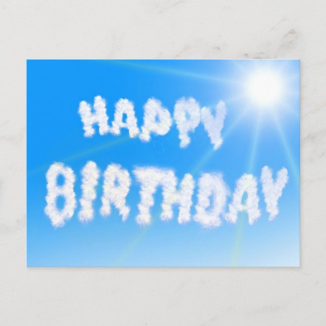 Happy birthday clouds blue sky postcard (Front)
