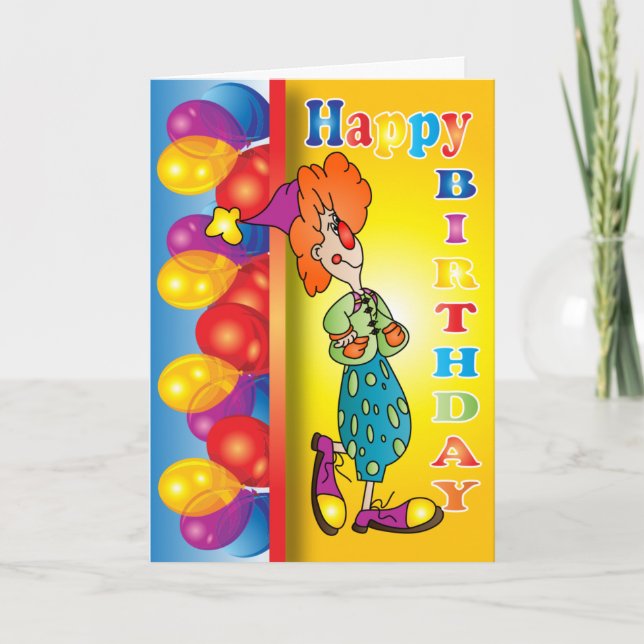 Happy Birthday Clown Card (Front)