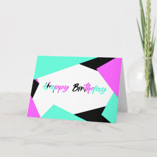 Happy Birthday Colour-Blocking Card  | Black Teal 