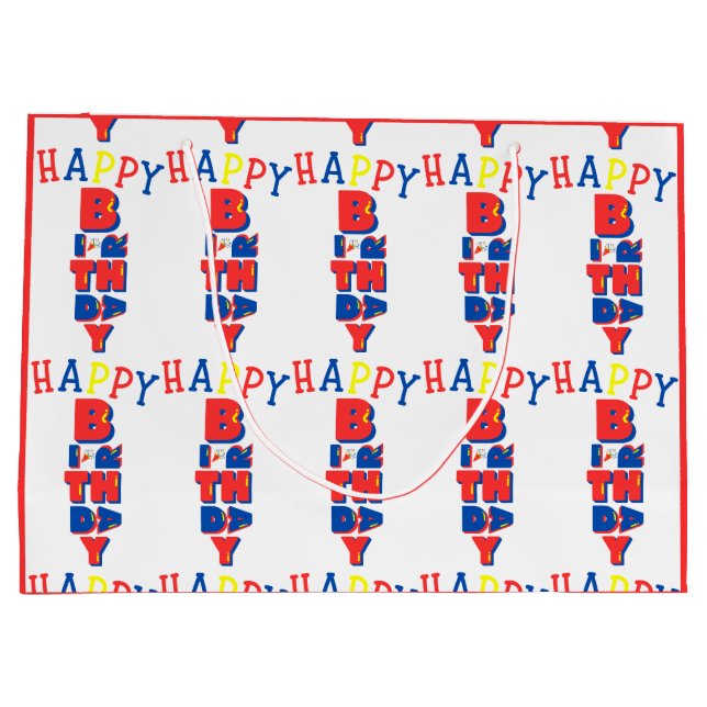 Happy Birthday Colour Remix Large Gift Bag (Back)