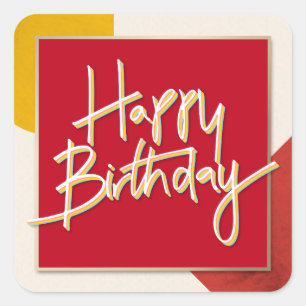 Happy Birthday, Colourful Abstract Design, Square Sticker