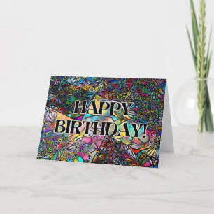 Happy Birthday! Colourful Abstract Pattern Card
