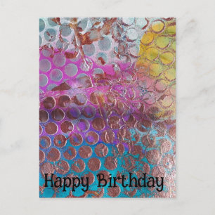 Happy Birthday Colourful Abstract Polka Dots Postcard