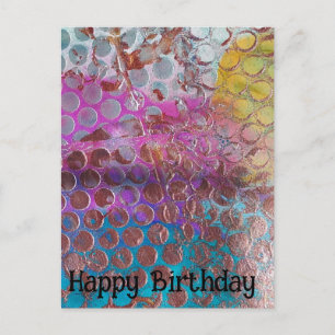 Happy Birthday Colourful Abstract Polka Dots Postcard