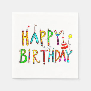 happy birthday colourful acrylic birthday logo napkin
