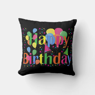 Happy Birthday, colourful and festive, Throw Pillow