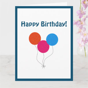 Happy Birthday Colourful Balloons Cartoon Card