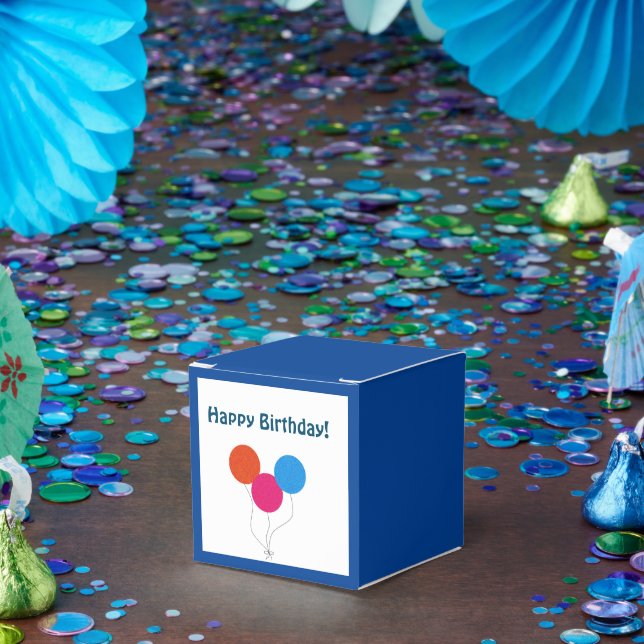 Happy Birthday Colourful Balloons Cartoon Favor Box (Party)