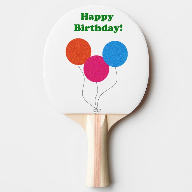 Happy Birthday Colourful Balloons Cartoon Ping Pong Paddle (Front)