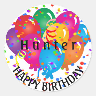 Happy Birthday Colourful Balloons Classic Round Sticker