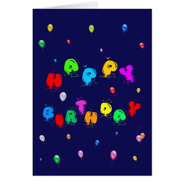 Happy Birthday Colourful Balloons customizable (Front)