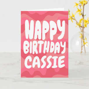 HAPPY BIRTHDAY Colourful Bight Pink Stripes CUSTOM Card