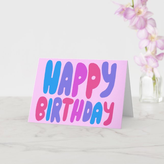 HAPPY BIRTHDAY Colourful Bubble Letters CUSTOM Bda Card (Orchid)