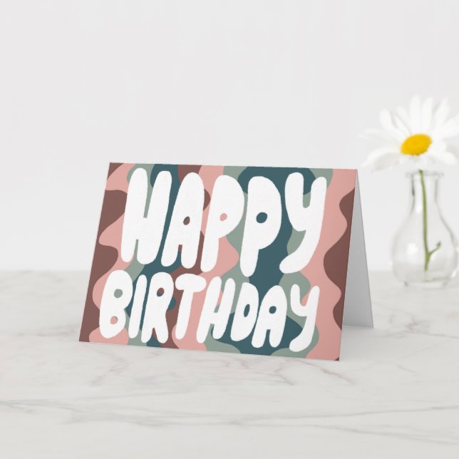 HAPPY BIRTHDAY Colourful Bubble Letters CUSTOM Bda Card (Small Plant)