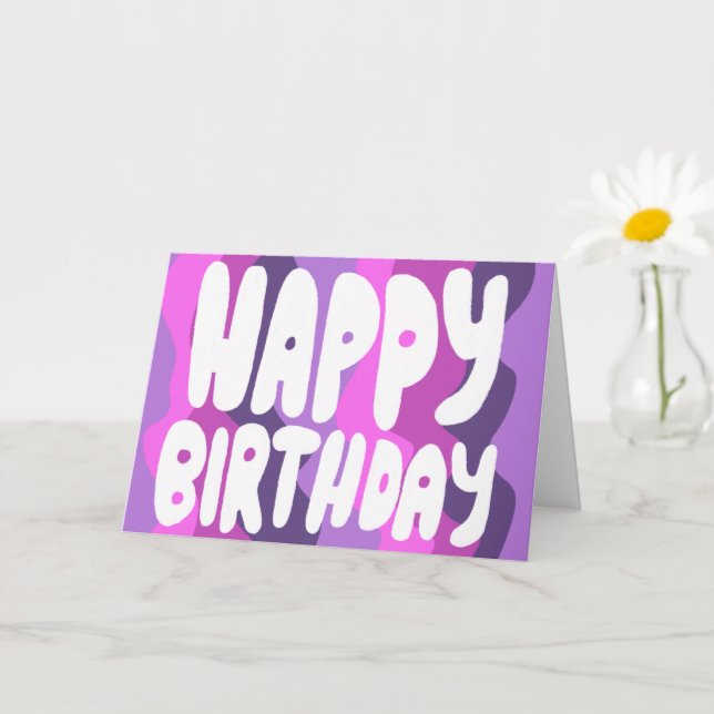 HAPPY BIRTHDAY Colourful Bubble Letters CUSTOM Bda Card (Small Plant)