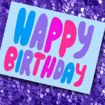 HAPPY BIRTHDAY Colourful Bubble Letters CUSTOM Bda Postcard<br><div class="desc">Hand made card for you! Customize with your own text or change the colours. Check my shop for lots more colours and designs or let me know if you'd like something custom!</div>