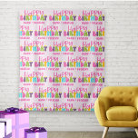 Happy Birthday Colourful Candles Personalized Tapestry<br><div class="desc">Personalized Happy Birthday photo booth backdrop lettered with colourful candles. The template is ready for you to personalize with a name or relation (Isabella / bestie / sister,  for example).</div>