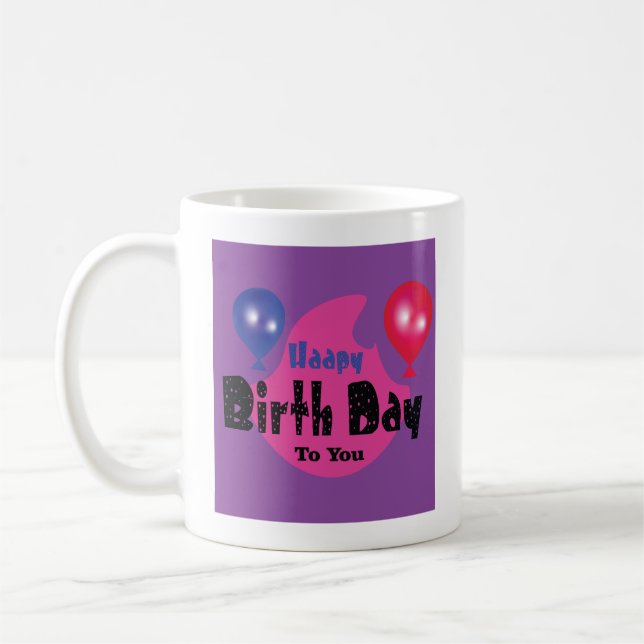 Happy Birthday – Colourful Celebration Party Desig Coffee Mug (Left)