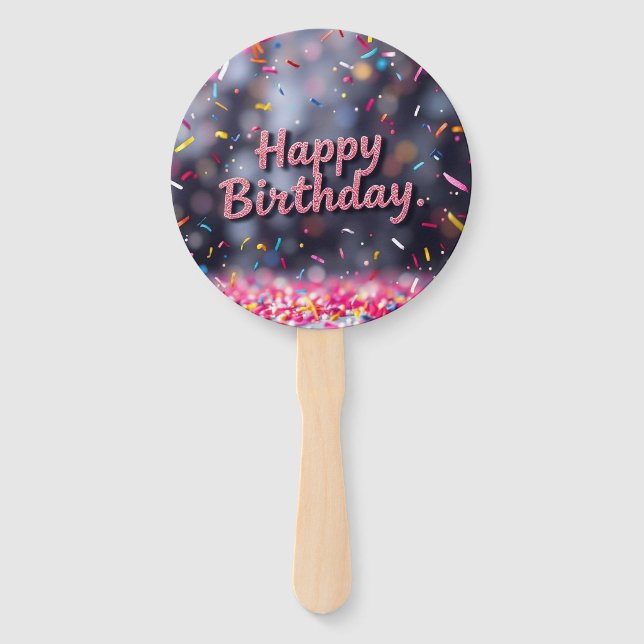Happy Birthday Colourful Confetti & Sweets Hand Fan (Front)