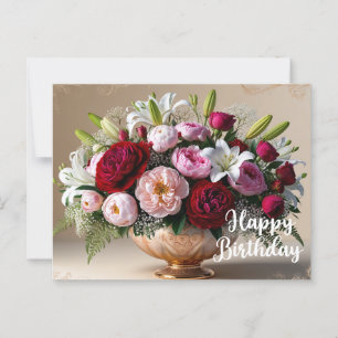 Happy Birthday Colourful Floral Bouquet Postcard