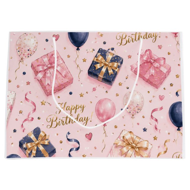 Happy Birthday  – Colourful Large Gift Bag (Front)