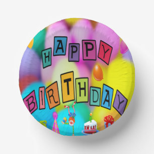 Happy Birthday Colourful Paper Bowl Paper Plate
