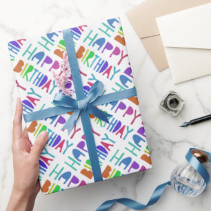 Happy Birthday Colourful Rainbow Lettering  Wrapping Paper