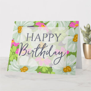 Happy Birthday Colourful Spring Flowers Card