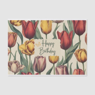 Happy Birthday Colourful Tulip Flowers Tissue Paper