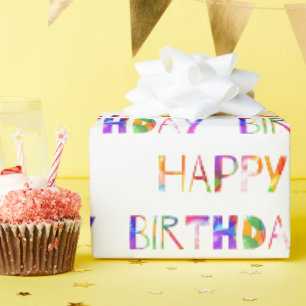 Happy Birthday Colourful Typography Wrapping Paper