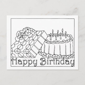 Happy Birthday Colouring Postcard