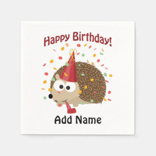 Happy birthday Confetti Hedgehog Napkin