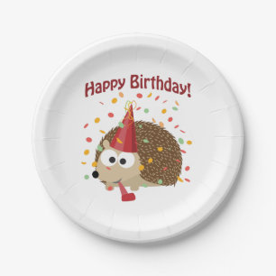 Happy Birthday! Confetti Hedgehog Paper Plate
