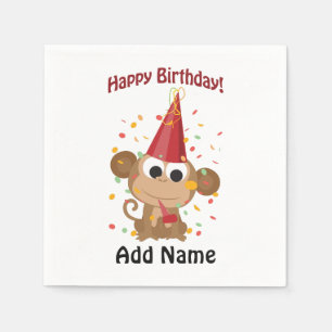 Happy birthday Confetti Monkey Napkin