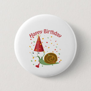 Happy Birthday! Confetti Snail 2 Inch Round Button