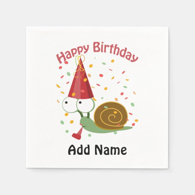 Happy Birthday! Confetti Snail Napkin (Front)
