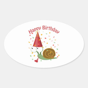 Happy Birthday! Confetti Snail Oval Sticker