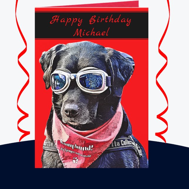 Happy Birthday Cool Dude Black Lab Dog Card (Creator Uploaded)