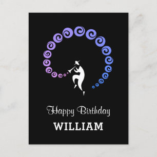 Happy Birthday Cool Jazz Musician Blue Lilac Postcard