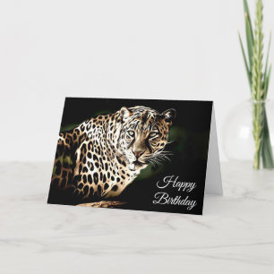 Happy Birthday Cool Leopard Blank Card