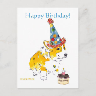 Happy Birthday Corgi Postcard
