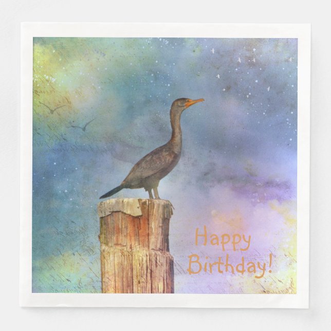 Happy Birthday Cormorant Napkin (Front)