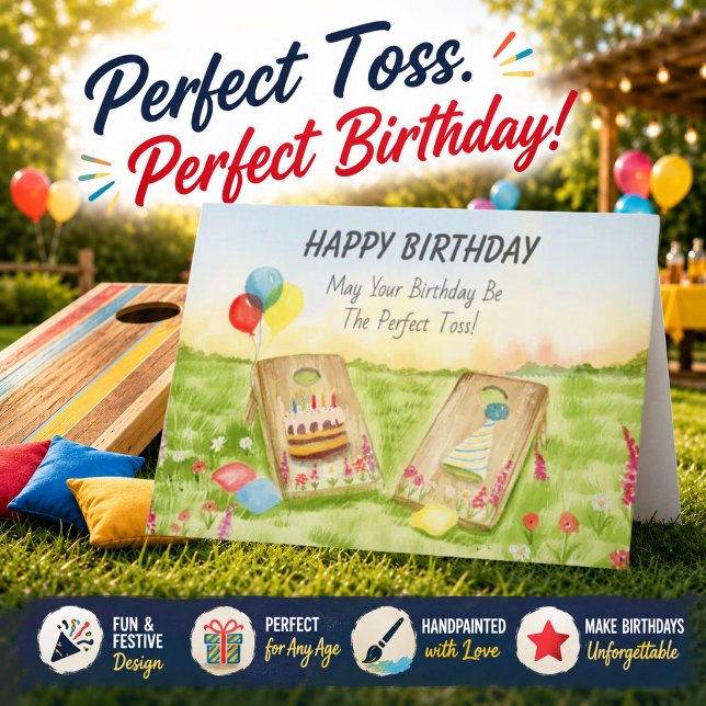 Happy Birthday Cornhole Backyard Fun Card (Creator Uploaded)